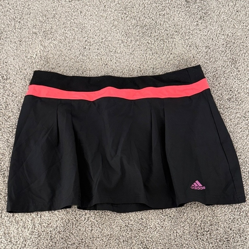 Adidas Climalite Black/Pink Athletic Tennis Skirt Built In Shorts Women Sz Large